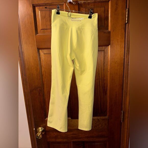Calvin Klein Performance Medium Stretch Pale Fluorescent Yellow Leggings - Picture 3 of 5